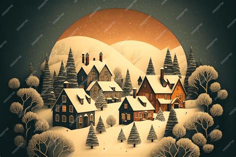 Premium Ai Image Nordic Winter Landscape With Cute Houses Christmas