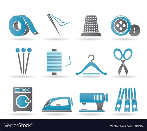 Textile objects and industry icons Royalty Free Vector Image