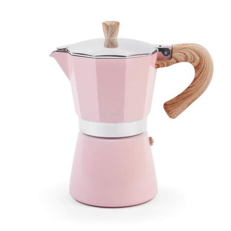 Cafetière moka 6 tasses en aluminium pour induction coloris rose