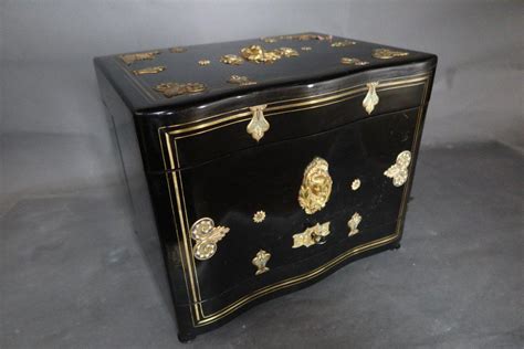 French Napoleon III Gilded Bronze And Blackened Wood Liquor Cellar For