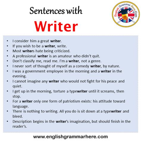 Sentences With Writer Writer In A Sentence In English Sentences For