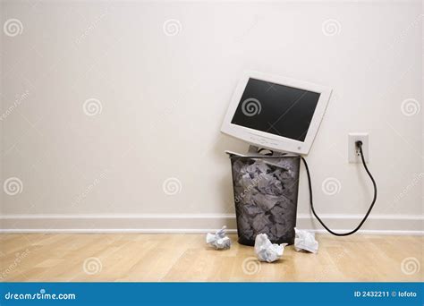 Computer In Trash Can Stock Image Image Of Networking 2432211