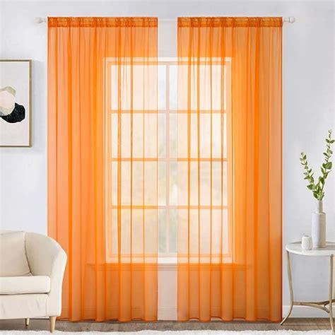 Miulee Fall Sheer Curtains Semi Sheer Window Voile Living Room Sheer