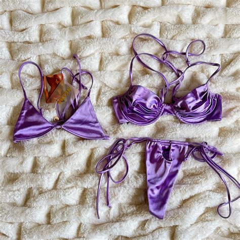 Oh Polly Neena Swim Purple Satin Bikini Set Gem