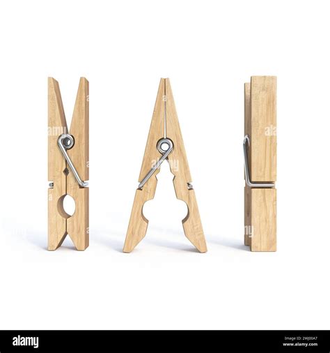 Wooden Clothes Pins 3d Stock Photo Alamy
