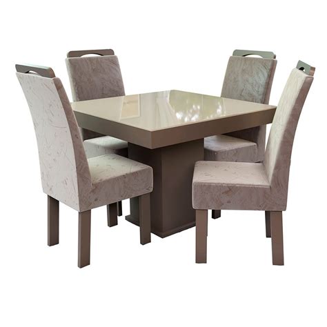 Conjunto Mesa Quadrada 4 Cadeiras Nevada Talismã Hrebos no Shoptime