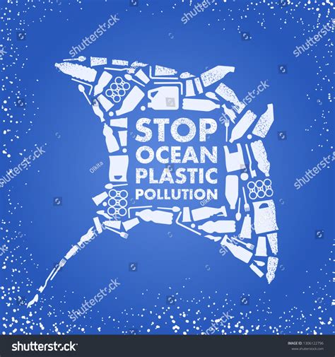 Stop Ocean Plastic Pollution Ecological Poster Stock Vector Royalty