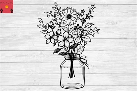 Flowers Mason Jar Svg Flowers Svg Jar Graphic By Chaicharee Design