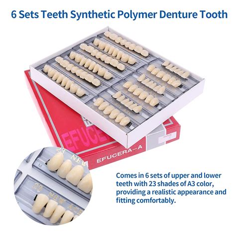 Pieces False Teeth Dental Complete Acrylic Resin Denture Teeth, 6 Sets