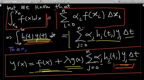 Using Numerical Quadrature To Solve Fredholms Integral Equation Youtube