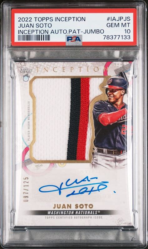 Juan Soto Topps Inception Signed Auto Color Player Worn Patch