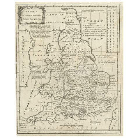 Antique Map of England and Wales Depicting the Period of the Saxon ...