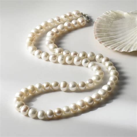 Elegant Fancy 8 9 Mm Big Real Natural Fresh Water Pearl Necklace