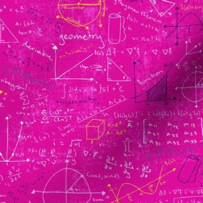 Math Lessons (Pink) Fabric | Spoonflower