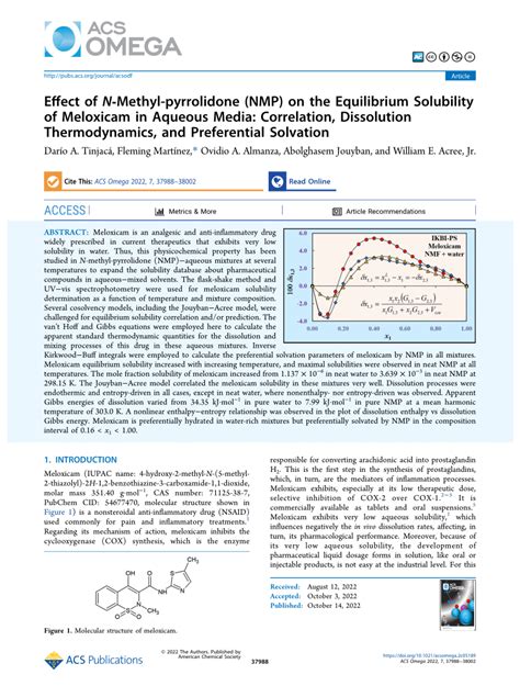 Pdf Effect Of N Methyl Pyrrolidone Nmp On The Equilibrium