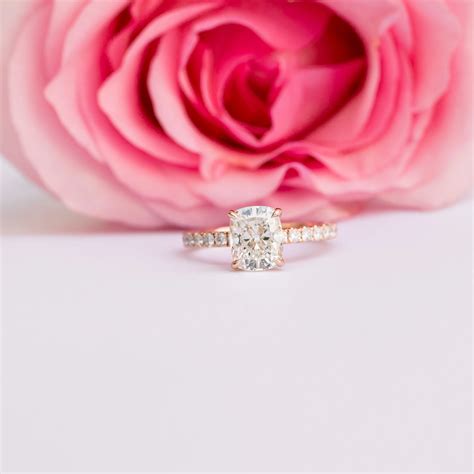 Cushion Petite Four Prong Pavé Diamond Engagement Ring