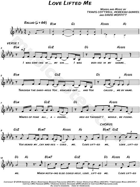 Travis Cottrell Feat Lily Cottrell Love Lifted Me Sheet Music