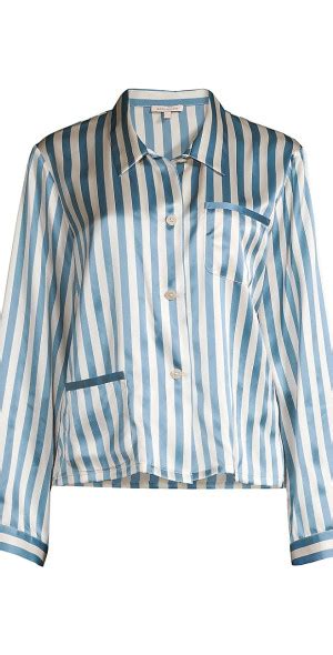 Morgan Lane Womens Ruthie Striped Silk Pajama Top