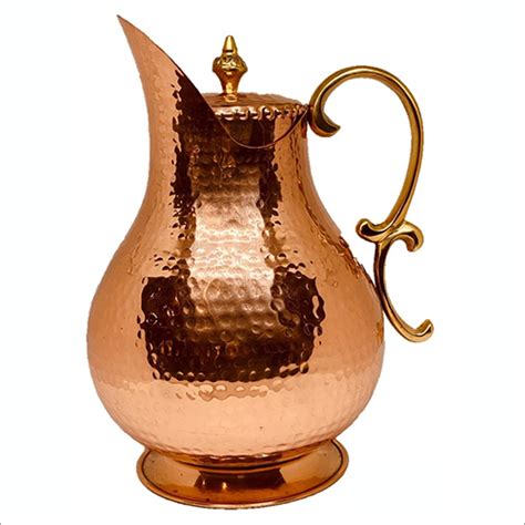 Pure Hammered Copper Jug With Antique Brass Handle At Best Price In