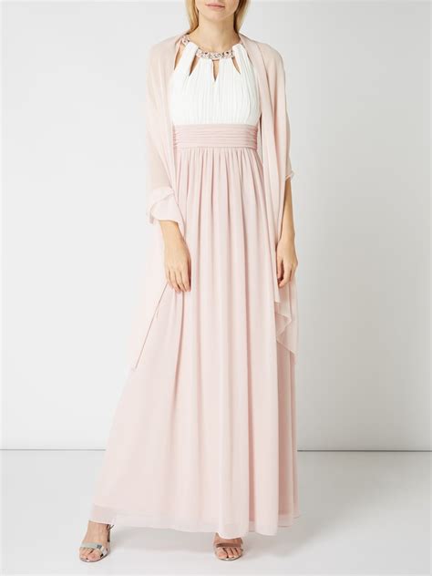 Jake S Cocktail Two Tone Abendkleid Mit Plisseefalten Rose Melange