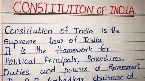 Lines About Constitution Of India Indian Constitution Essay Youtube