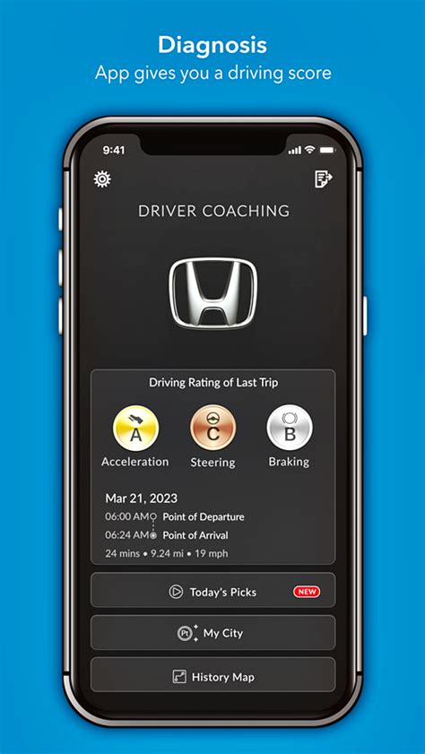 Honda Driver Coaching Aplikasi Telefon Pintar Tingkat Kemahiran