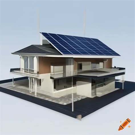 3d Model Of A Modern House With Renewable Energy Sources Wind Tourbine