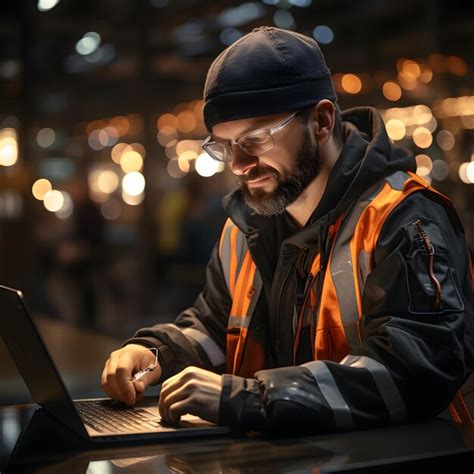 Hombre Profesional Que Trabaja En La Computadora Port Til Imagen