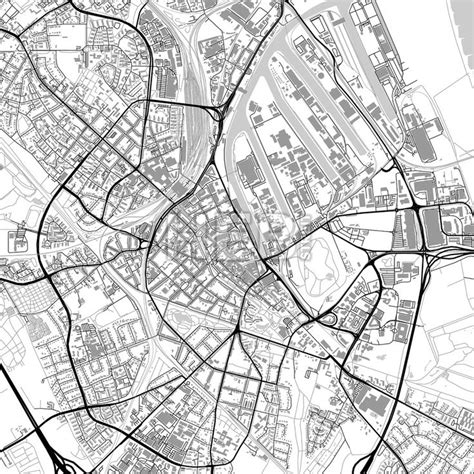 Neuss, Germany, vector map with buildings - HEBSTREITS Sketches