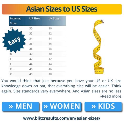 Asian Size to US Size, Conversion Charts for Clothes & Shoes