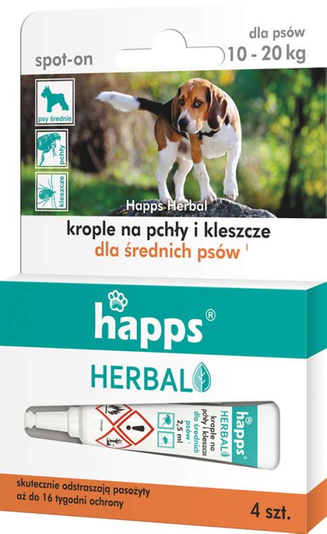 HAPPS Herbal krople na pchły i kleszcze dla średnich psów 10 20kg