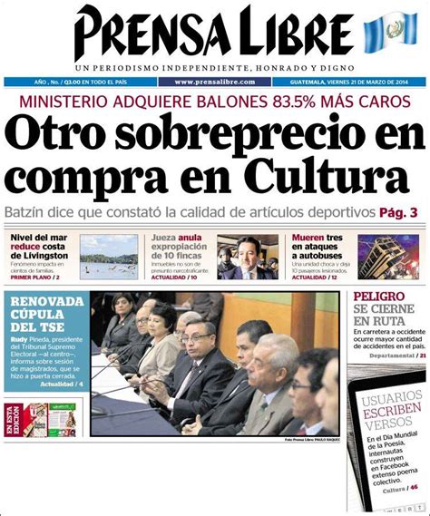 Peri Dico Prensa Libre Guatemala Peri Dicos De Guatemala Edici N De