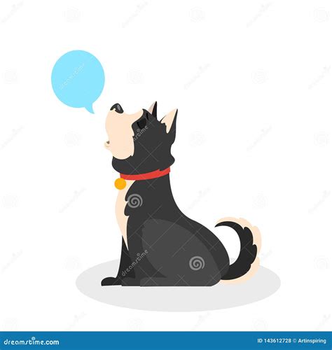 Dog Howl Animal Sitting And Howling Loud Stock Vector Illustration