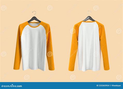 Long Sleeve Raglan T Shirt Mockup 3d Illustration 3d Rendering Stock Illustration