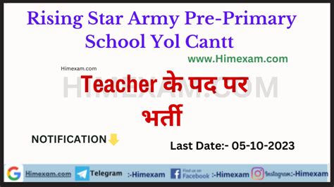 Rising Star Army Pre Primary School Yol Cantt Teacher Recruitment