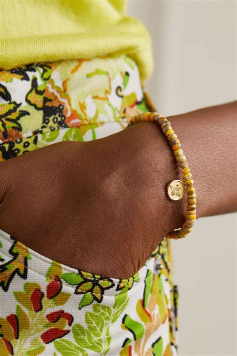 Mustard Tiny Bee Karat Gold Jasper And Diamond Bracelet Sydney