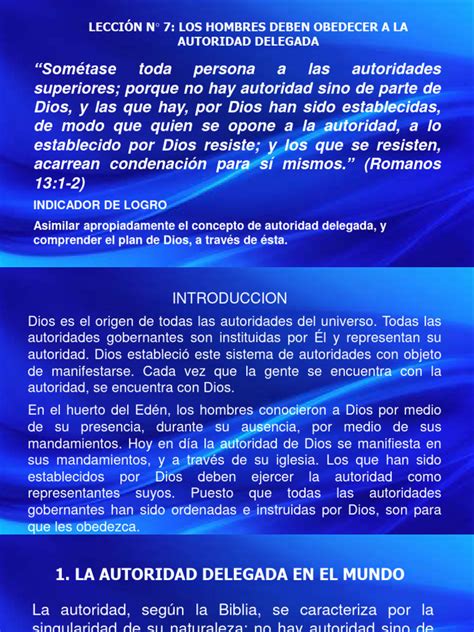 Leccion 7 Y 8 Autoridad Delegada Pdf Cristo Título Obediencia