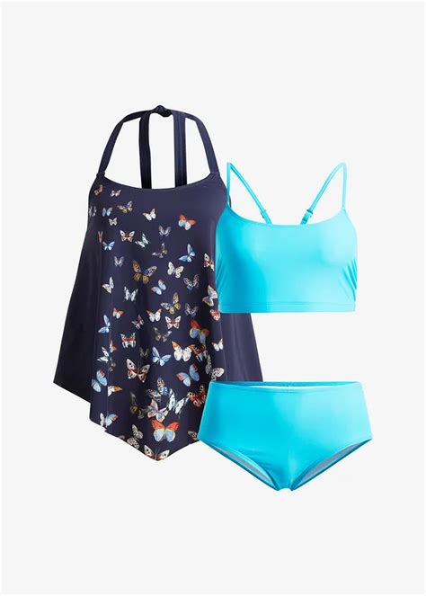 Tankini biustonosz bikini 3 części z poliamidu z recyklingu cena 79 99 zł sklep bonprix
