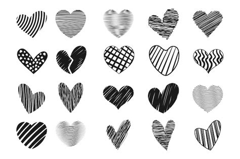 Conjunto De Corazones Negros De Diferentes Formas Vector Premium