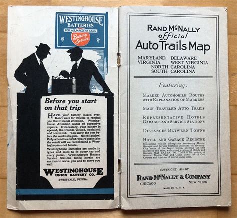 Rand Mcnally Official Auto Trails Map Guide Booklet Nc Sc Md