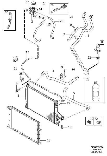 Volvo XC90 Engine Coolant Overflow Hose Radiator And Connections 8CYL