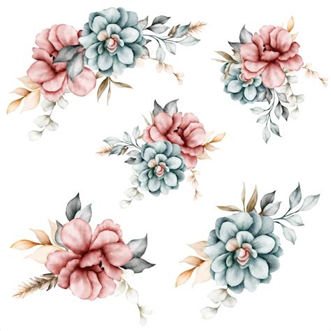 Lindo Buqu Floral Flores E Folhas Em Aquarela Vintage Vetor Gr Tis