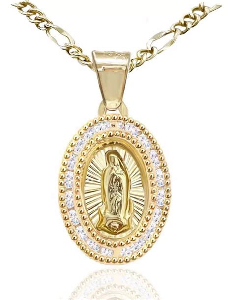 Medalla Virgen Guadalupe Oro 10 K Zirconias Obsequio