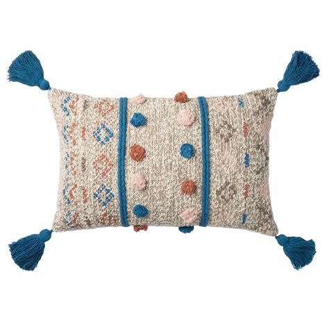 Multicolored Woven Pillow With Tassels 13 X 21 Pillows Chic