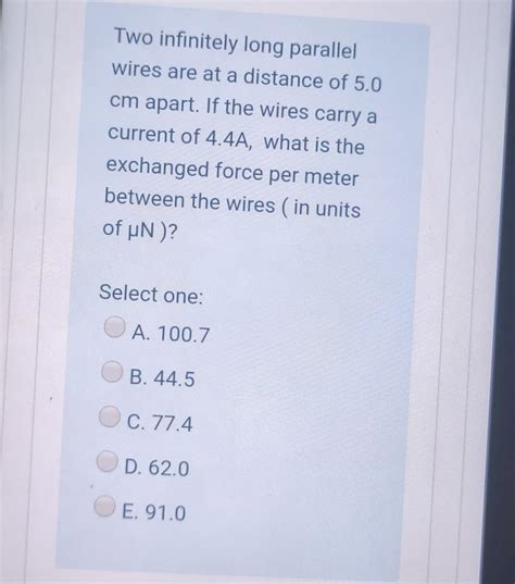 Solved Two Infinitely Long Parallel Wires Are At A Distance Chegg