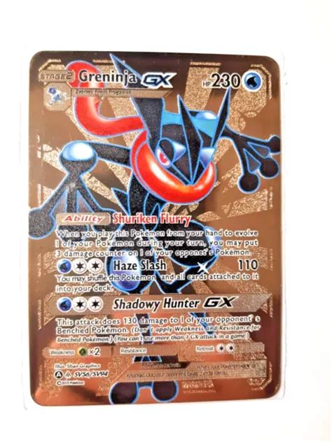 POKEMON GOLD METAL Card Greninja GX Cartes à collectionner rares EUR 12