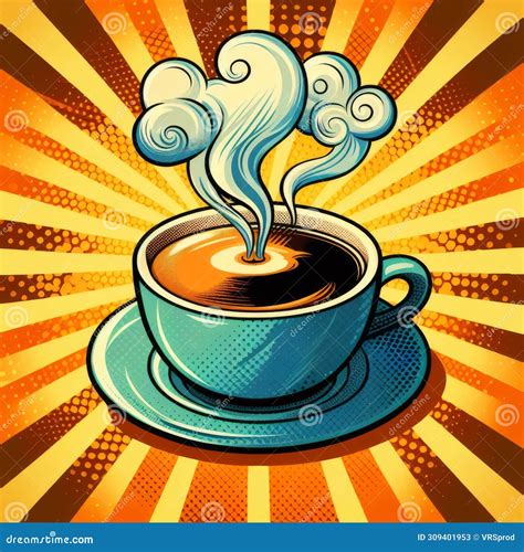 Retro Steaming Coffee Cup Art Stock Image Image Of Vibrant Breakfast