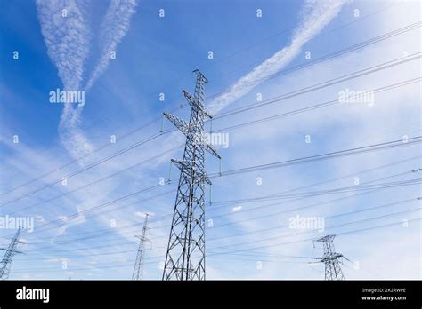 High Voltage Pole Or High Voltage Electricity Tower And Transmission