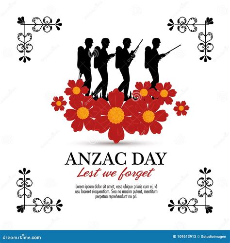 Anzac Day With Silhouette Soldiers In The Field Cartoon Vector