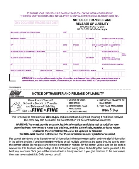 Dmv Reg 262 Form Vehicle Vessel Transfer And Reassignment Form